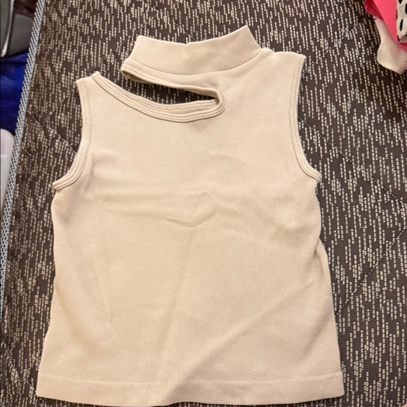Dynamic Tops - Elegant Sleeveless Beige Mock Neck Top